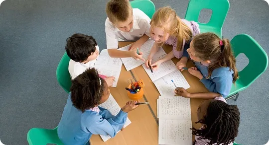 Children studying together.